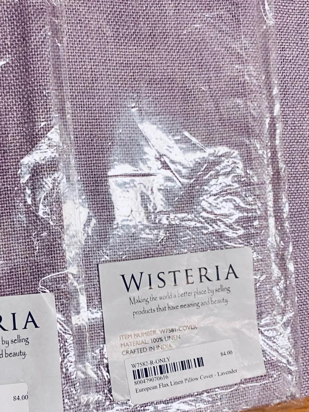 3 WISTERIA Lavender Pillow Covers  European 100% Flax Linen Decor NEW 24” x 16”
